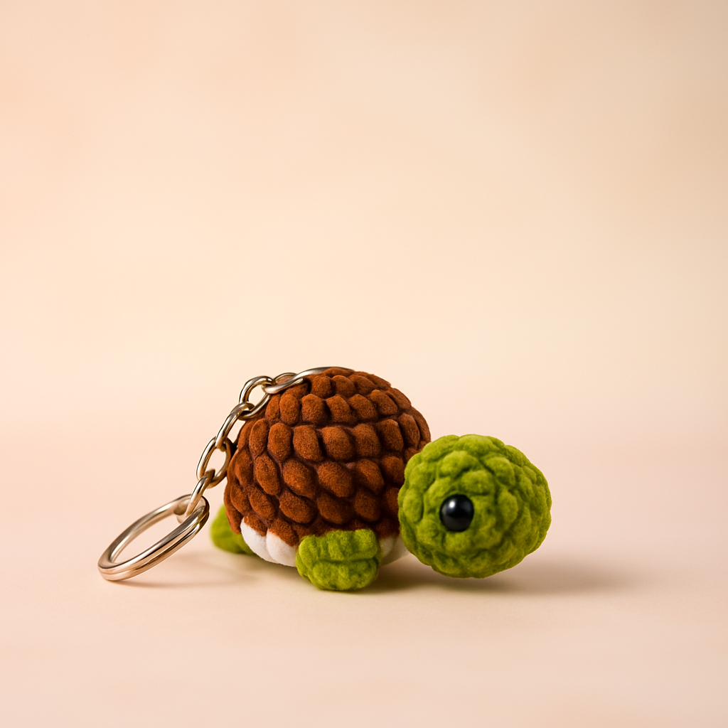 Handmade Crochet Turtle Keychain