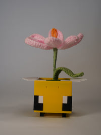 Handmade Crochet Flower in Bee Flower Pot