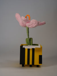Handmade Crochet Flower in Bee Flower Pot