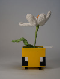 Handmade Crochet Flower in Bee Flower Pot