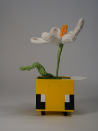 Handmade Crochet Flower in Bee Flower Pot