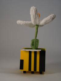 Handmade Crochet Flower in Bee Flower Pot