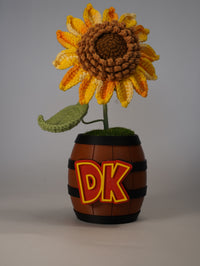 Handmade Crochet Sunflower in DK Barrel Pot