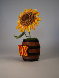 Handmade Crochet Sunflower in DK Barrel Pot