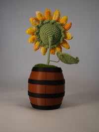 Handmade Crochet Sunflower in DK Barrel Pot