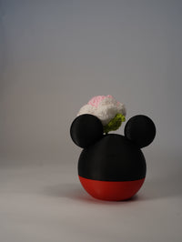 Handmade Crochet Rose in Mouse-Inspired Flower Pot
