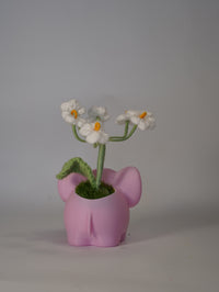 Handmade Crochet Daisy Bouquet in Elephant Flower Pot