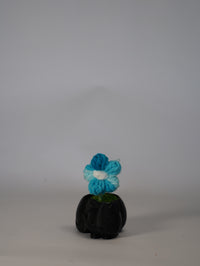 Handmade Crochet Flower in Black Cat Flower Pot