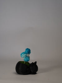 Handmade Crochet Flower in Black Cat Flower Pot