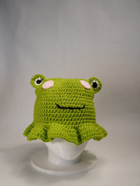 Handmade Frog-Inspired Crochet Bucket Hat