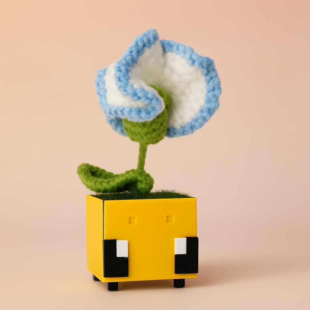Handmade Crochet Flower in Bee Flower Pot