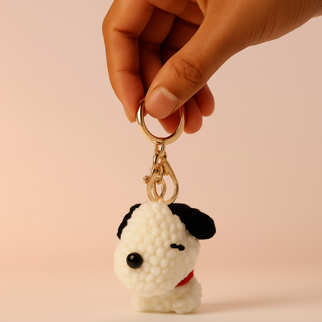 Handmade Snoopy-Inspired Crochet Keychain